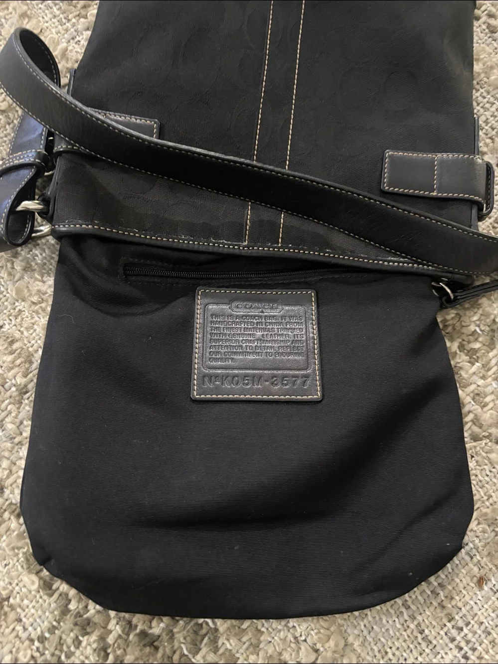 Coach‎ Black Signature Canvas Shoulder Hobo with Buckle Accents